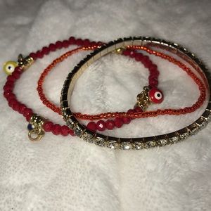 Red faux diamond bracelet bundle